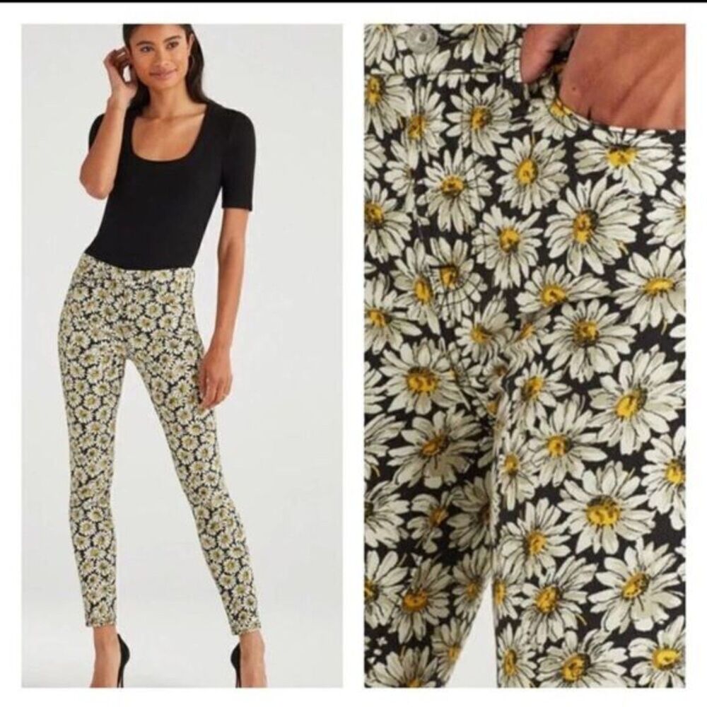 7 For All Mankind Women's Size 24 Jeans Skinny Ankle Lazy Daisy Flower Print Y2K